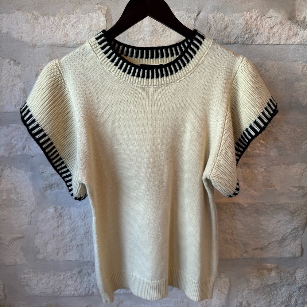 Vici Cream Sweater with Black Accents